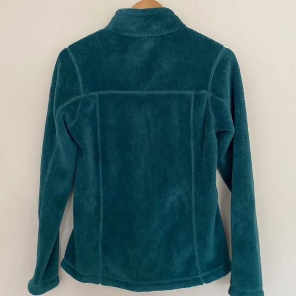 Patagonia teal fleece pullover, snaps at neck, kangaroo pocket pouch sz M - Picture 6 of 6